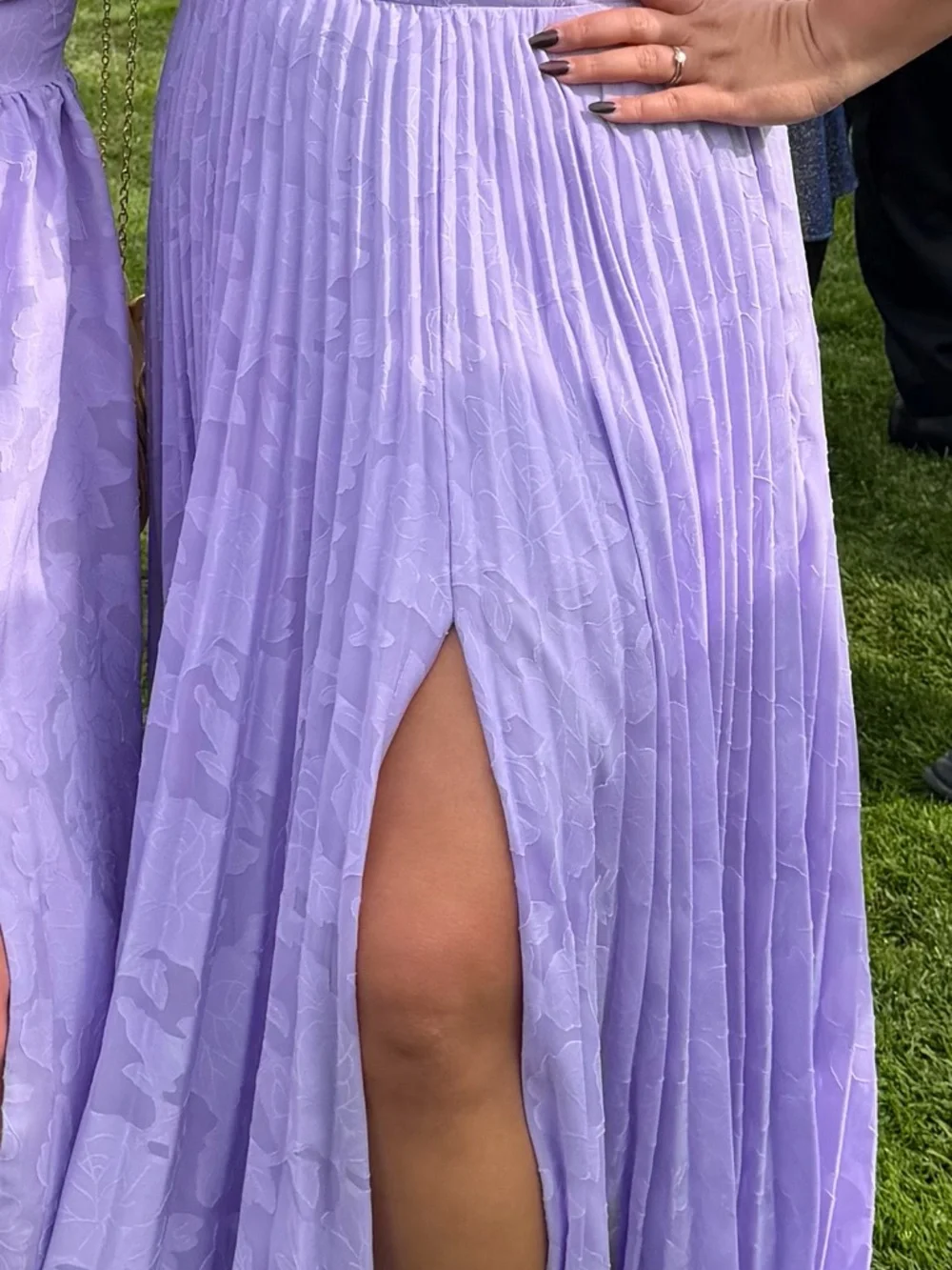 Lavender Pleated Spaghetti-Strap Maxi Dress - Picture 4 of 5